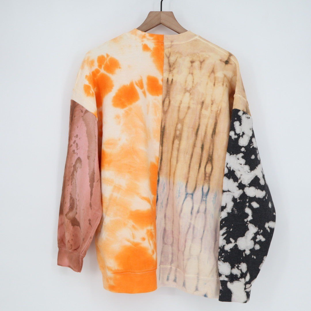 Urban Outfitters Pieced Dye Tech Sweatshirt Assorted Tie Dye Orange Black M
