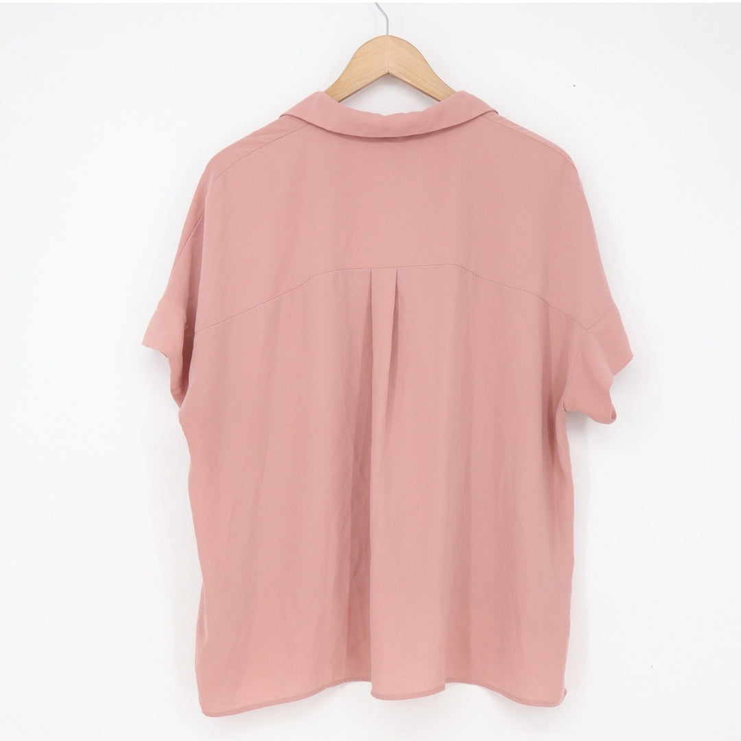 Rachel Zoe Blouse Womens M Short Sleeve Pink High-Low Button-Down Excellent