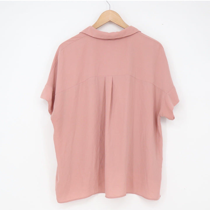 Rachel Zoe Blouse Womens M Short Sleeve Pink High-Low Button-Down Excellent