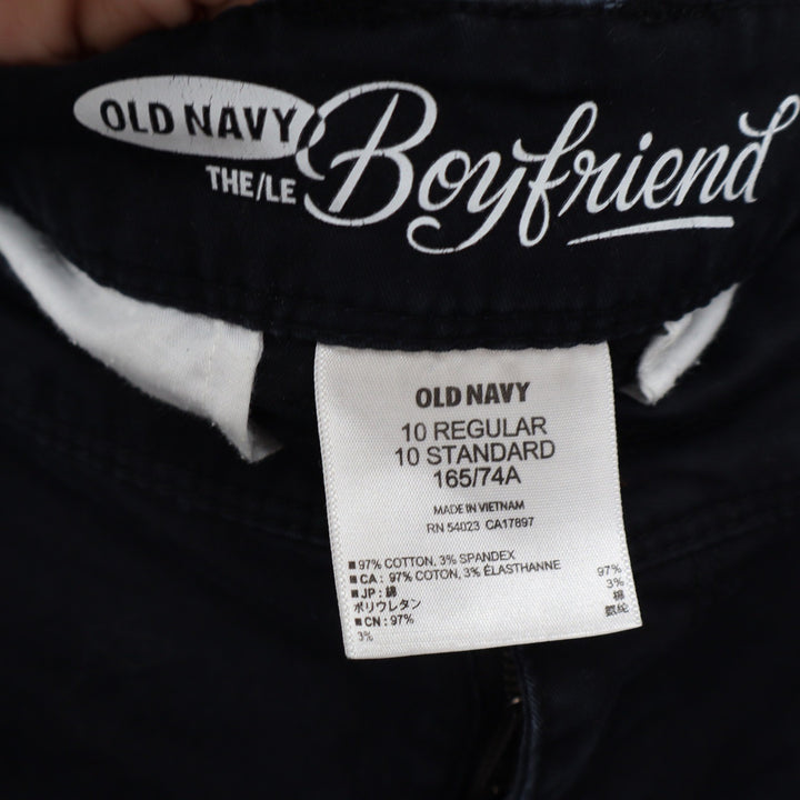 Old Navy Boyfriend Chino Pants Womens 10 Black Cotton Stretch Cuffed