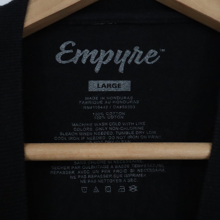 Empyre Mens Large Black Graphic Tee Reaper Roses Feel No Pain Short Sleeve Shirt