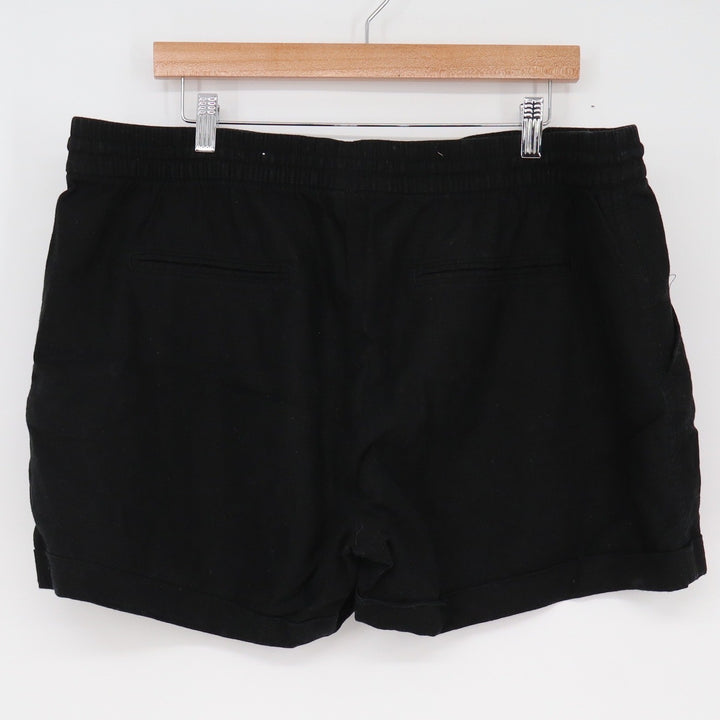 Old Navy Womens XL Black Linen Blend Drawstring Shorts High Rise Relaxed Fit