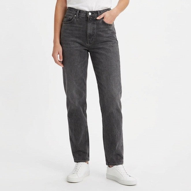 Monki Kimomo Mom Jeans Womens 30 Faded Black Denim Cotton High Rise Relaxed Fit