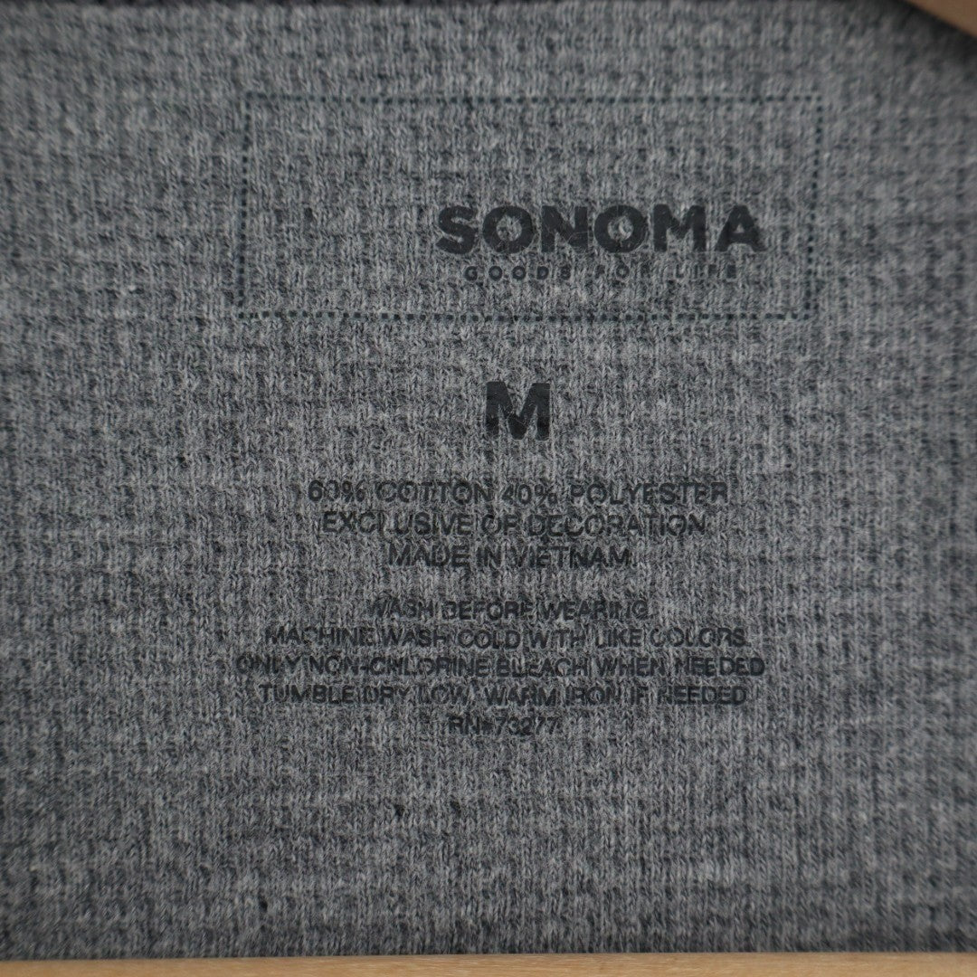 Sonoma Goods For Life Thermal Shirt Mens M Charcoal Gray Cotton Knit Crew Neck
