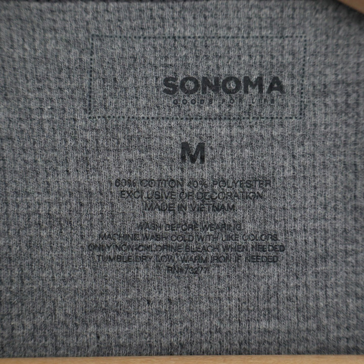 Sonoma Goods For Life Thermal Shirt Mens M Charcoal Gray Cotton Knit Crew Neck