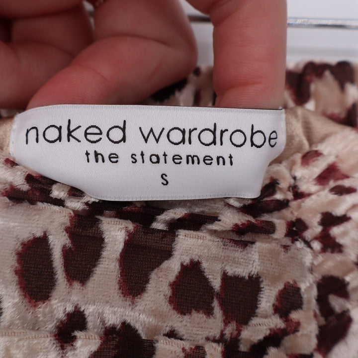 Naked Wardrobe Leopard Print Ruched Mini Skirt with Ruffle Drape Small