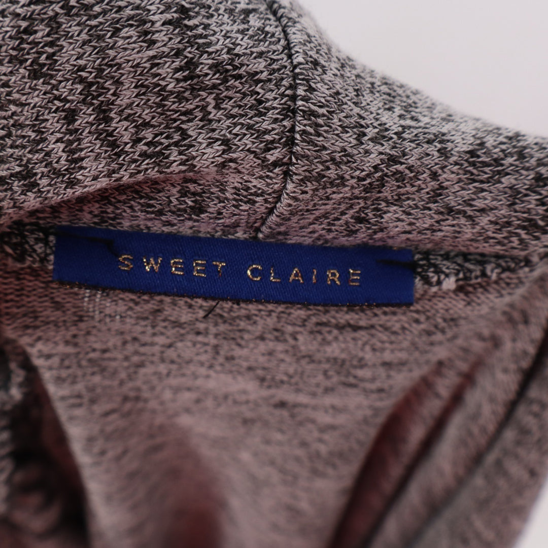Sweet Claire Sweater Womens Heather Gray Ribbed Cowl Neck Long Sleeve Pullover
