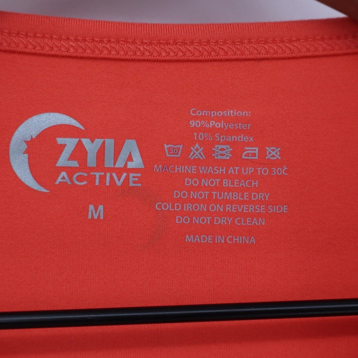 Zyia Active Top Womens M Twisted Front Coral Orange Keyhole Crop Excellent