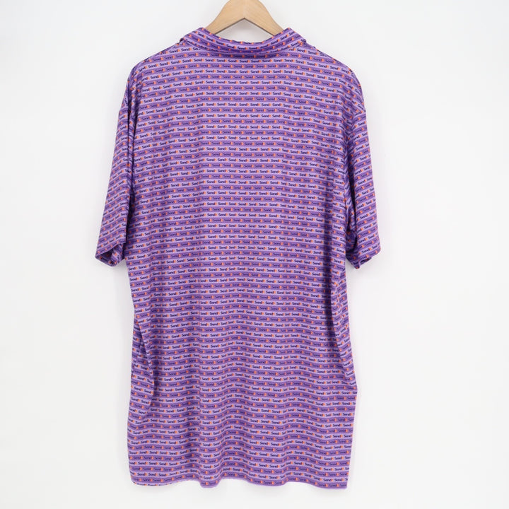 Bogeybros Polo Shirt Mens 2XL Purple Printed Stretch Short Sleeve Golf Tennis