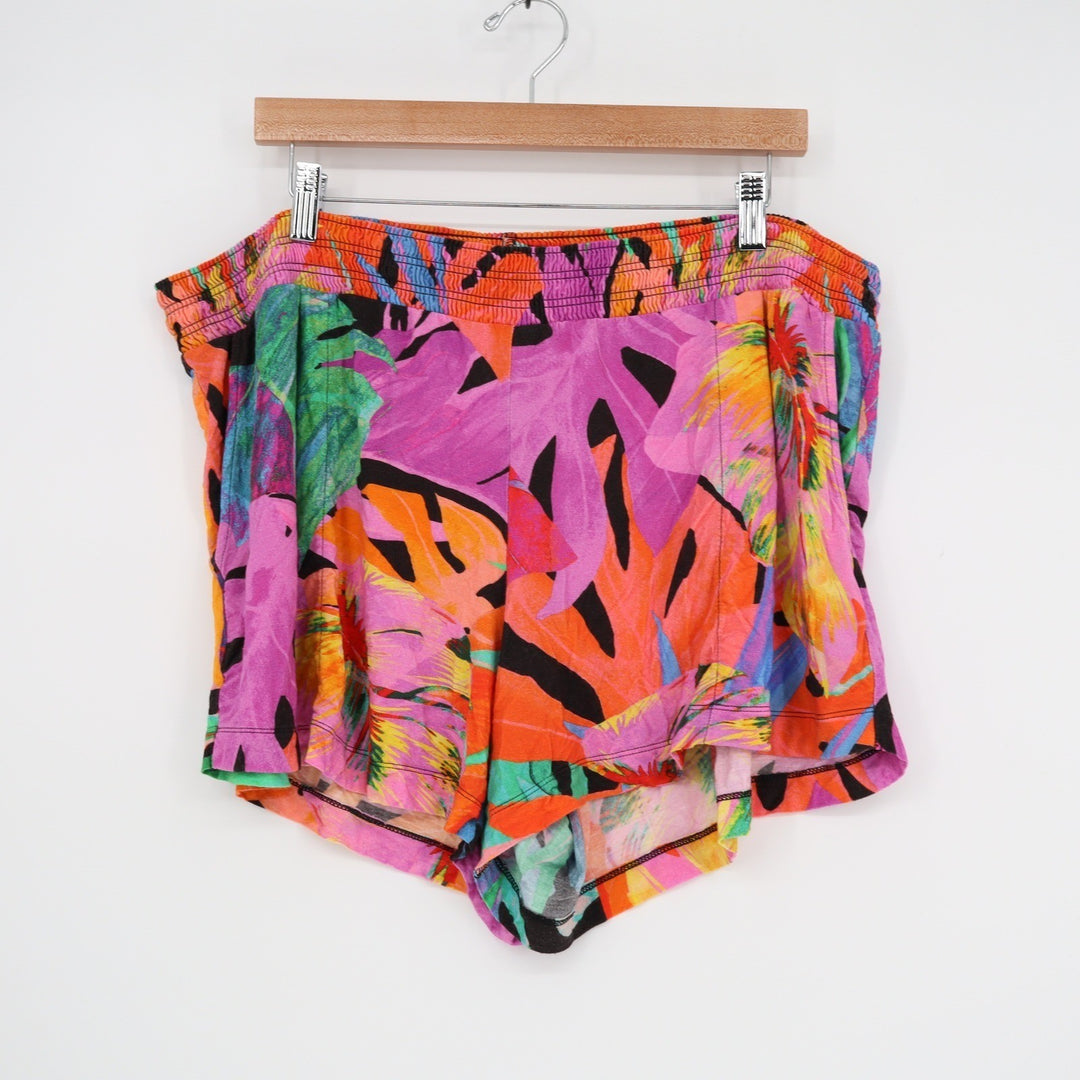 Soma XXL Tropical Print Lounge Shorts Multicolor Botanical Rayon Blend SSA081