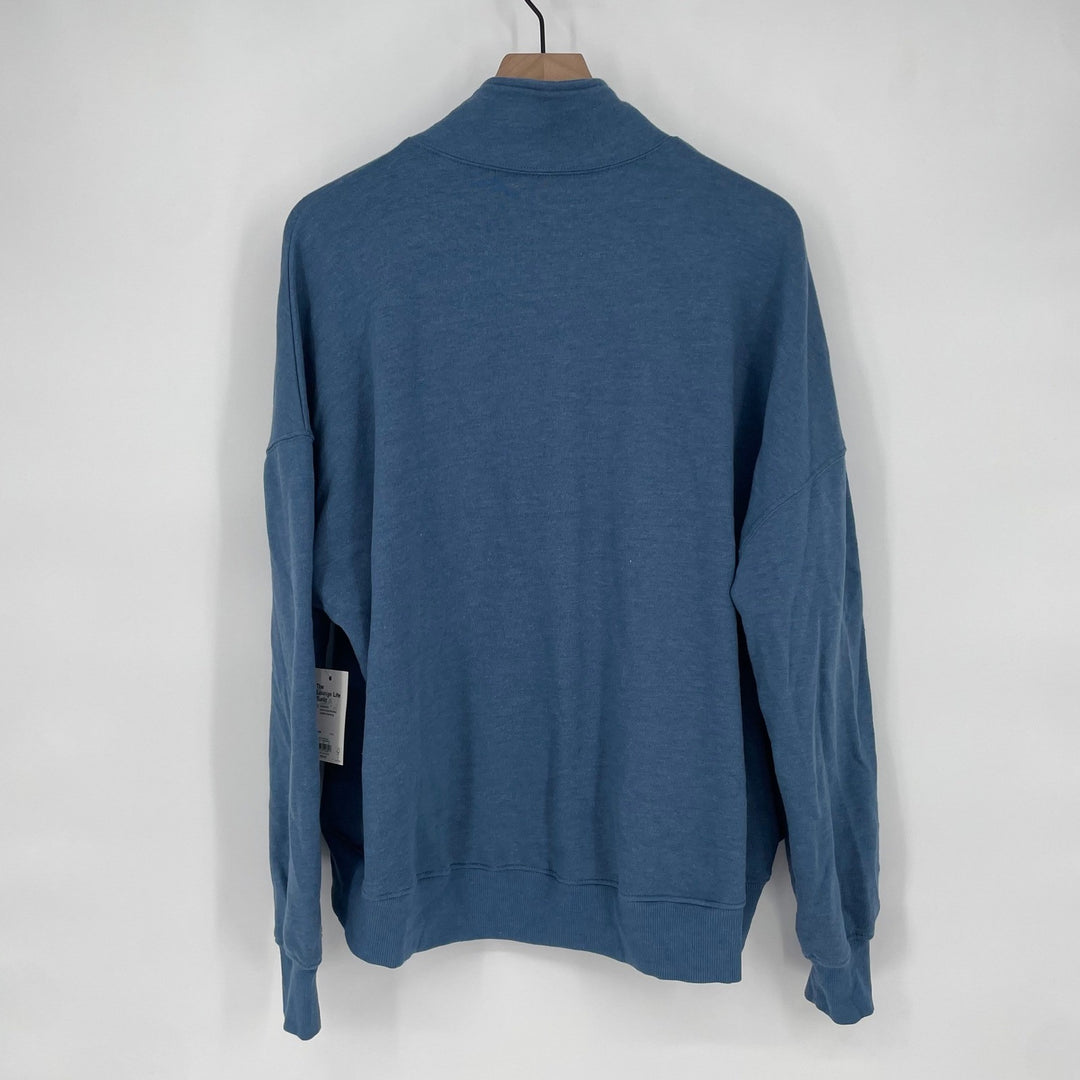 SO The Lounge Life Tunic Blue Quarter Zip Sweatshirt Pullover Size L