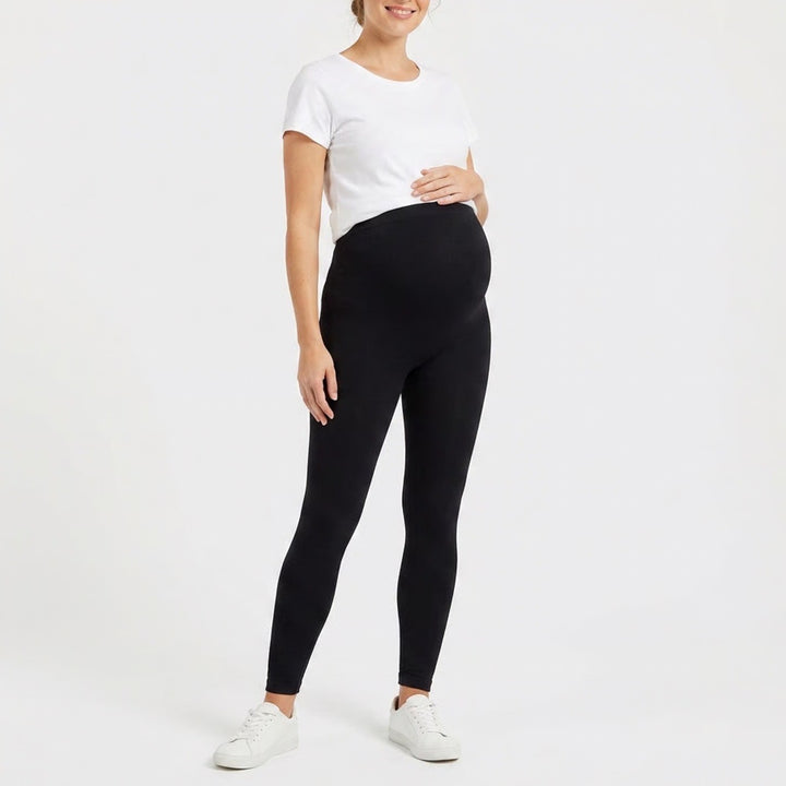 Feathers Maternity Black Full Length High Stretch Leggings OS One Size