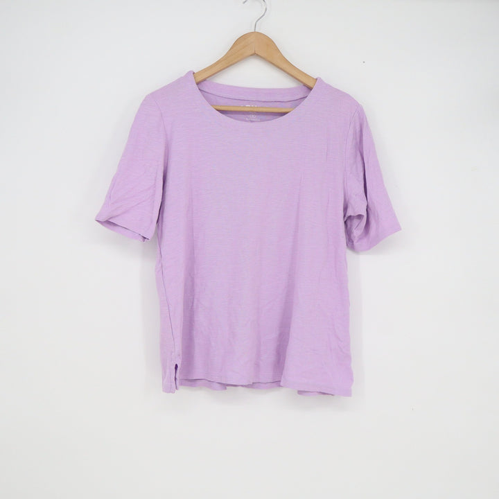 Orvis Womens Lavender Purple 100% Pima Cotton Slub Short Sleeve T-Shirt Size M