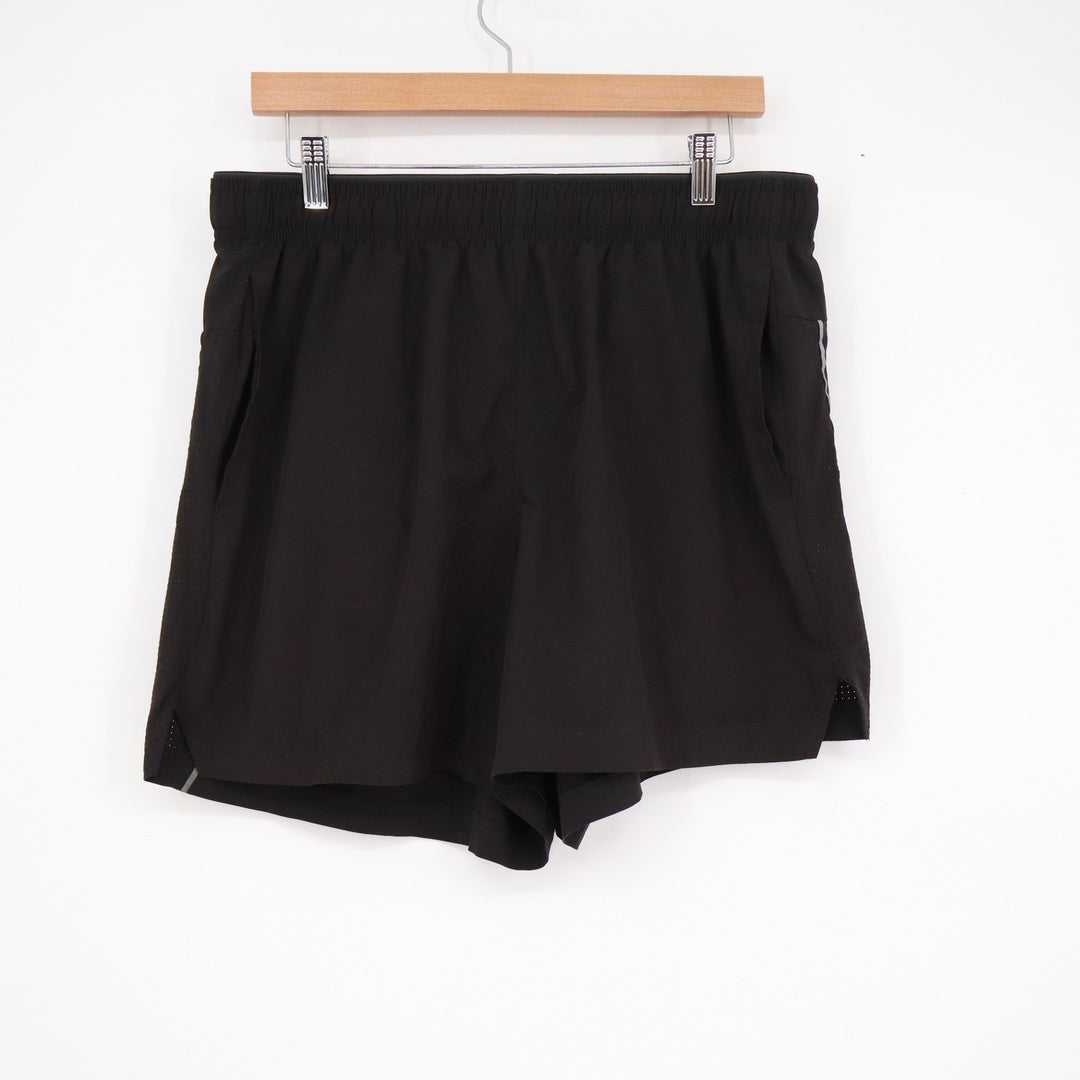 Mens Black Athletic Running Shorts 5 Inch Inseam Lined Pockets Size L