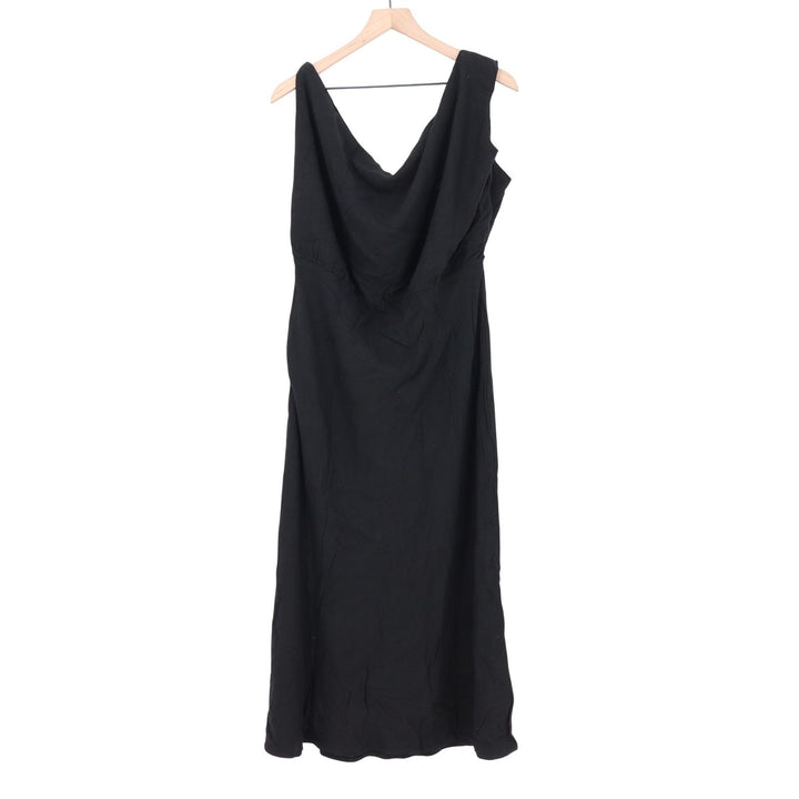 Showpo Jacqueline Black One Shoulder Cowl Neck Linen Blend Maxi Dress Size 14