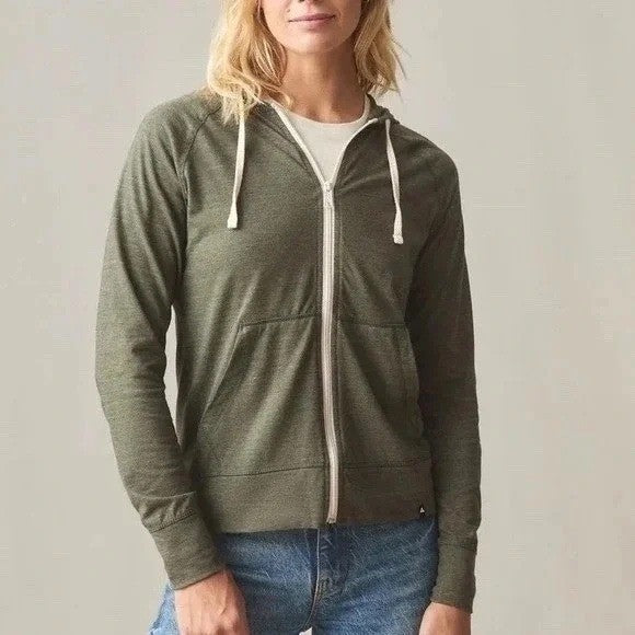 American Giant Lightweight Hoodie Womens Small Forest Night Heather Full Zip