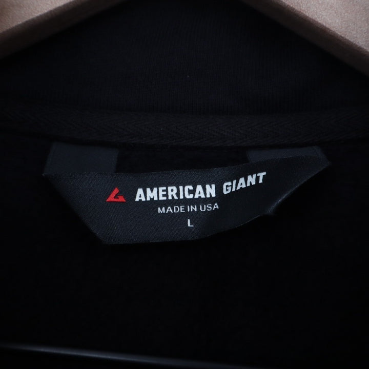 American Giant Midweight Vest Men's Large Black Full Zip Cotton Fleece Mock Neck