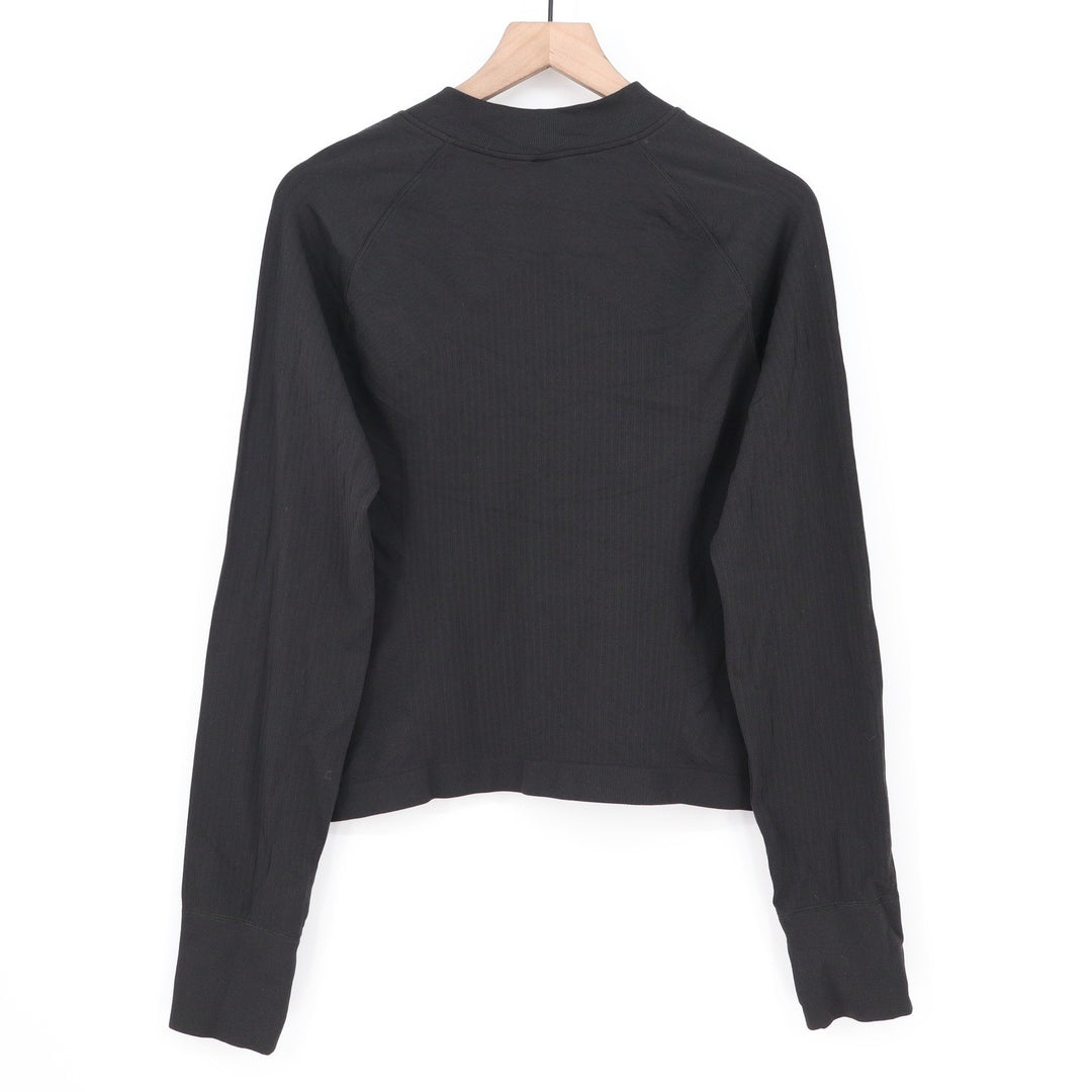DSG Womens Black Quarter Zip Long Sleeve Seamless Cropped Pullover Top XXL 8502