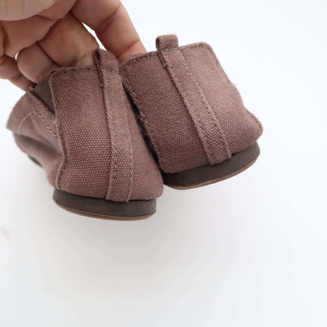 Mad Love Womens Brown Canvas Slip On Ballet Flats Button Detail Size 10