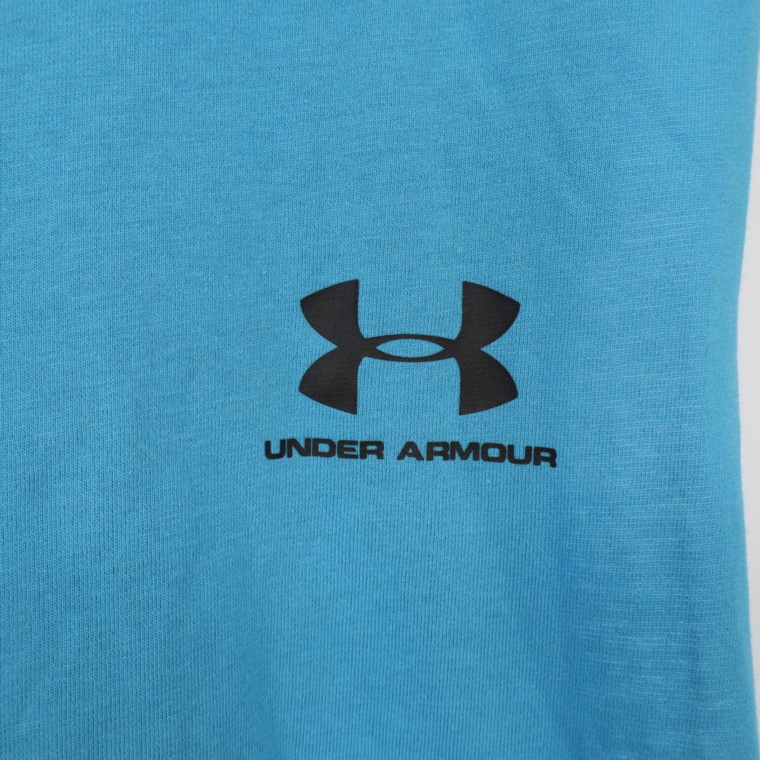 Under Armour Mens Left Chest Cut Off Tank Blue Loose Fit Gym Shirt M
