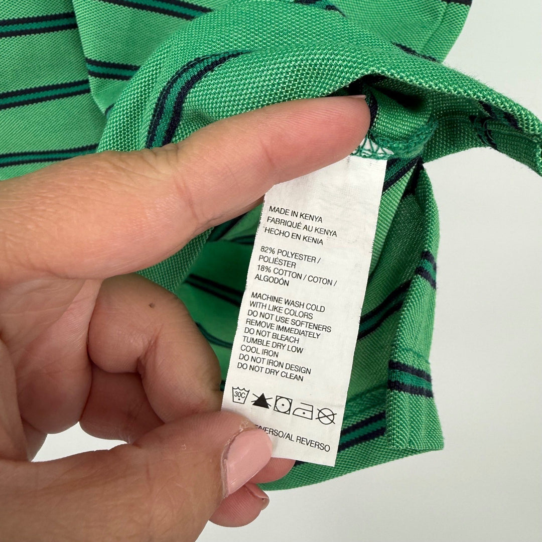 IZOD Perform Xtreme Function Golf Polo Shirt Green Black Stripe Short Sleeve