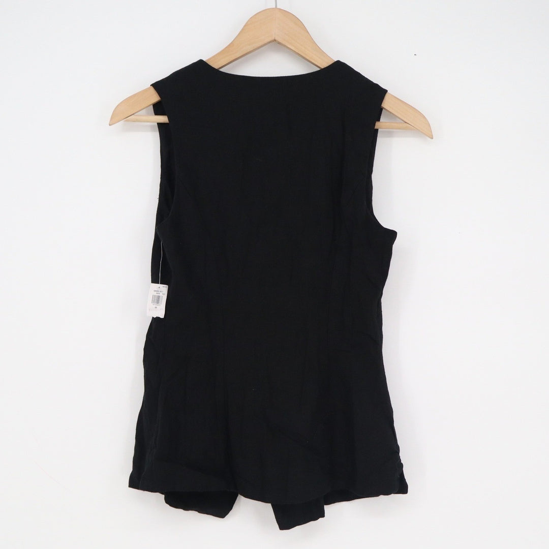 Old Navy Womens Black Linen Blend Wrap Sleeveless V-Neck Tie Top XS