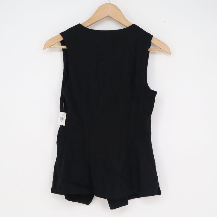 Old Navy Womens Black Linen Blend Wrap Sleeveless V-Neck Tie Top XS