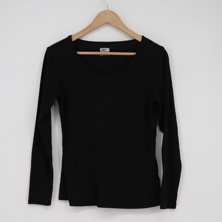 32 Degrees Heat Womens Large Black Long Sleeve Scoop Neck Base Layer Top