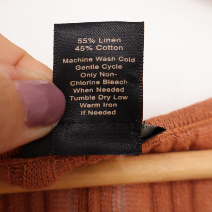 Ann Taylor Linen Cotton Ribbed Knit Tank Top Terracotta Rust Medium