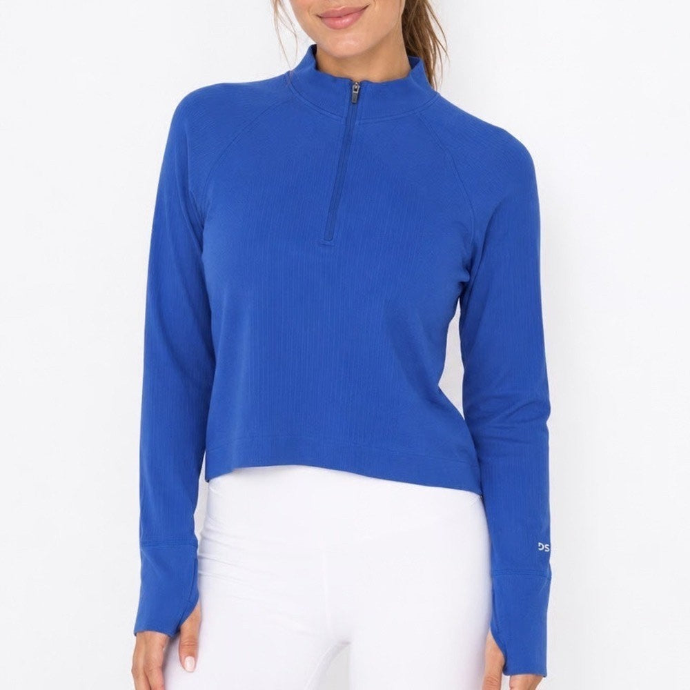 DSG Womens Momentum Seamless 1/4 Zip Pullover Royal Blue Size S