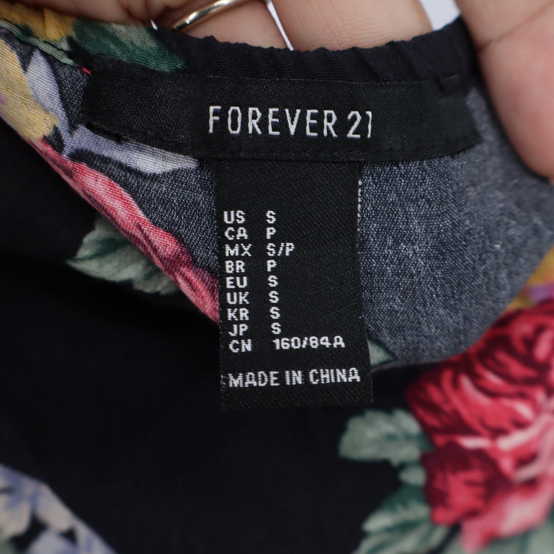 Forever 21 Maxi Dress Womens S Off-Shoulder Floral Black Ruffle Excellent