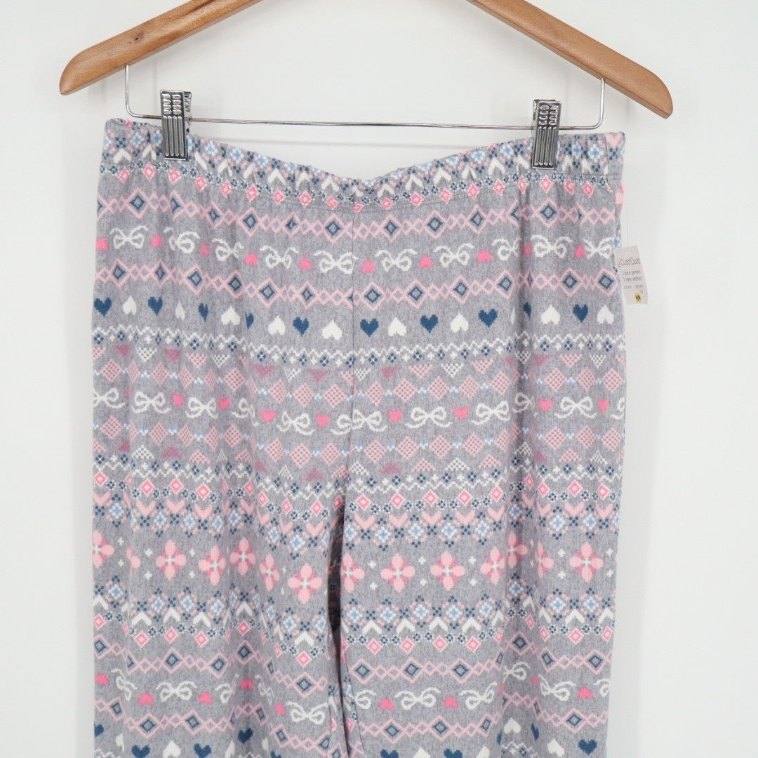 Cuddl Duds Fleece Pajama Bottom Womens M Multi Printed Stretch Elastic Waist