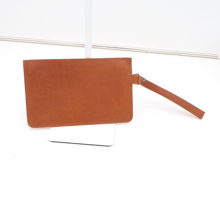 Portland Leather Goods Saddle Tan Leather Zippered Wristlet Pouch