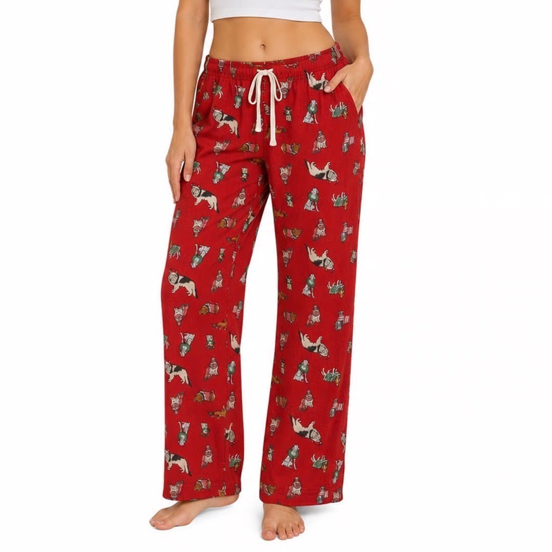 Old Navy Red Cotton Holiday Dog Print Pajama Pants Medium Christmas Loungewear