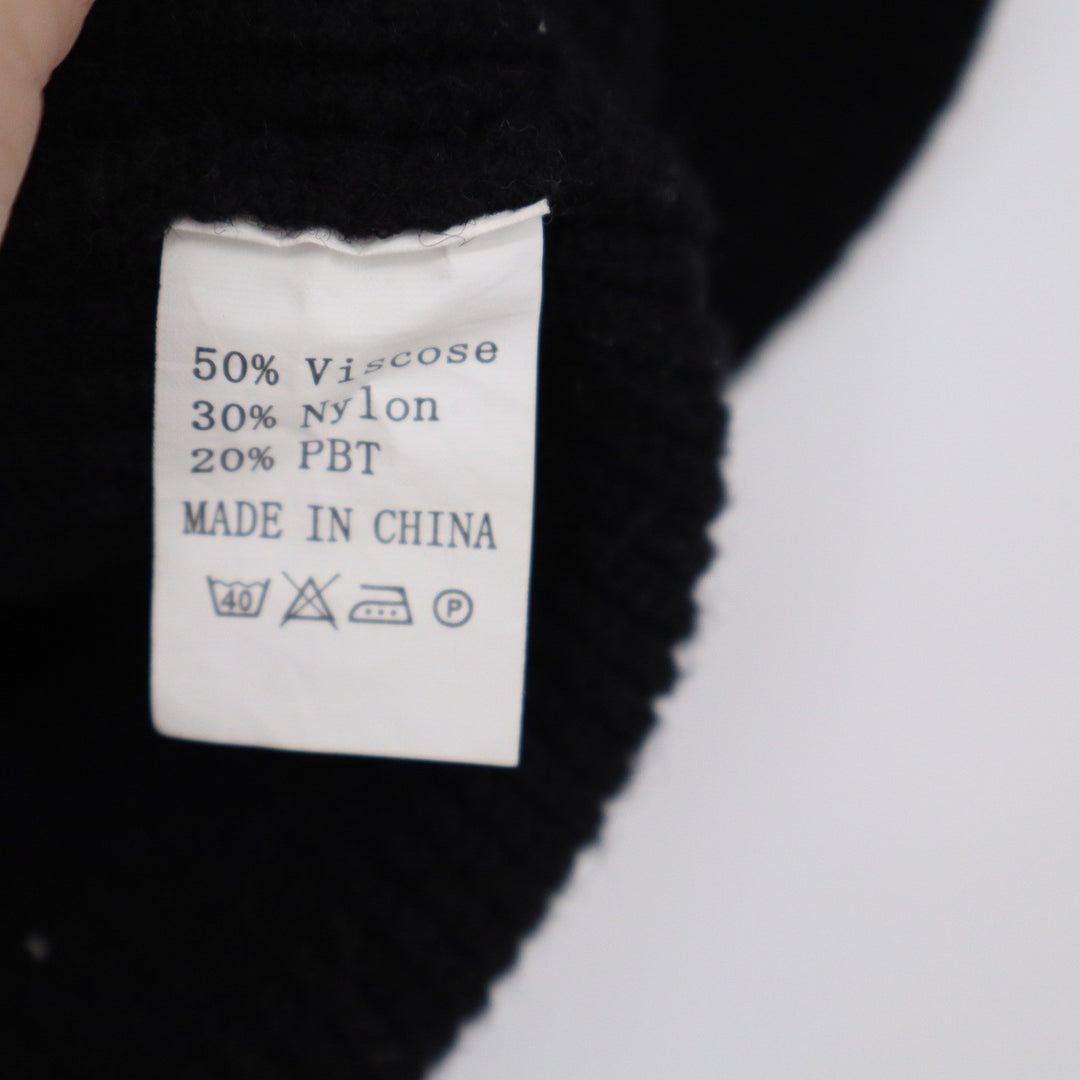 Black Ribbed Knit Sweater Vest Crew Neck Sleeveless Top Large KLJ0571