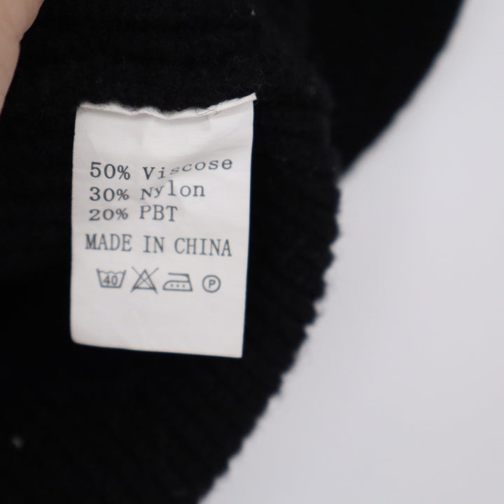 Black Ribbed Knit Sweater Vest Crew Neck Sleeveless Top Large KLJ0571