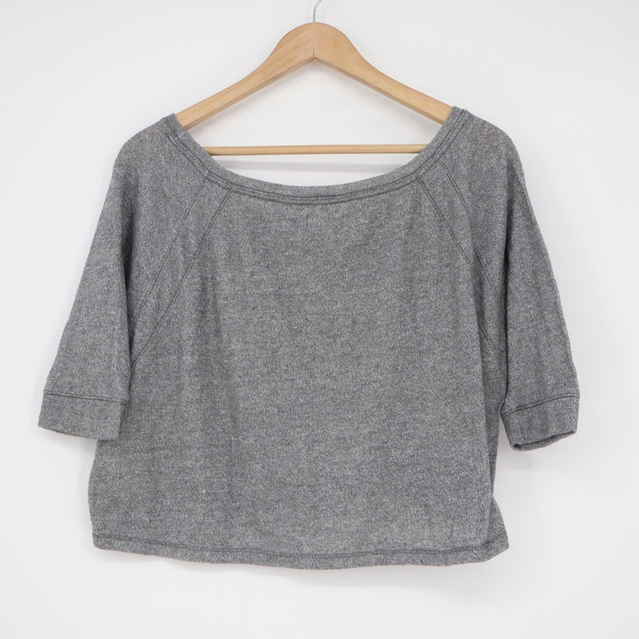 Hollister Grey Marl Off Shoulder Crop Top Sweatshirt XS/S 10382