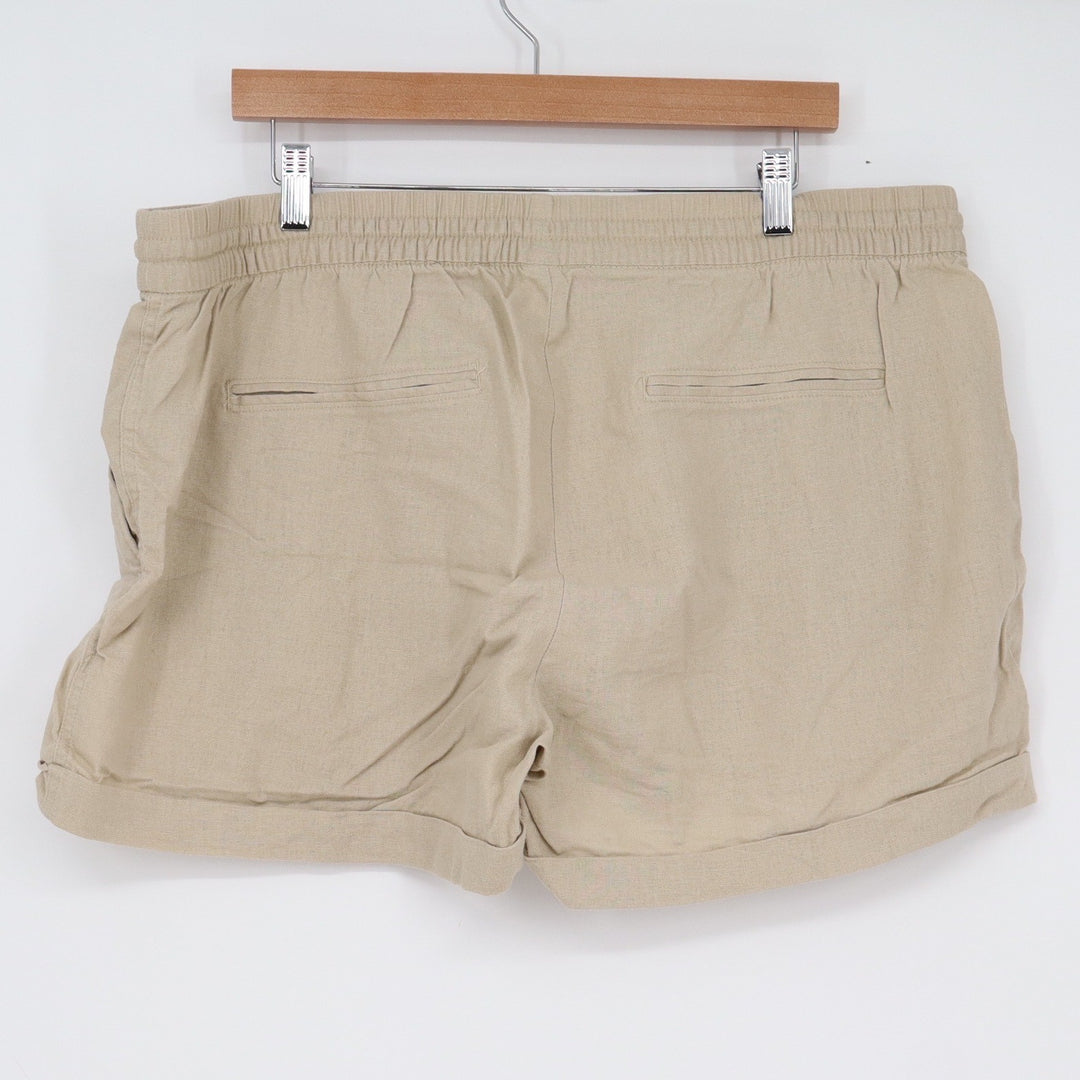Old Navy Women's XL Tan Linen Blend Drawstring Elastic Waist Casual Shorts