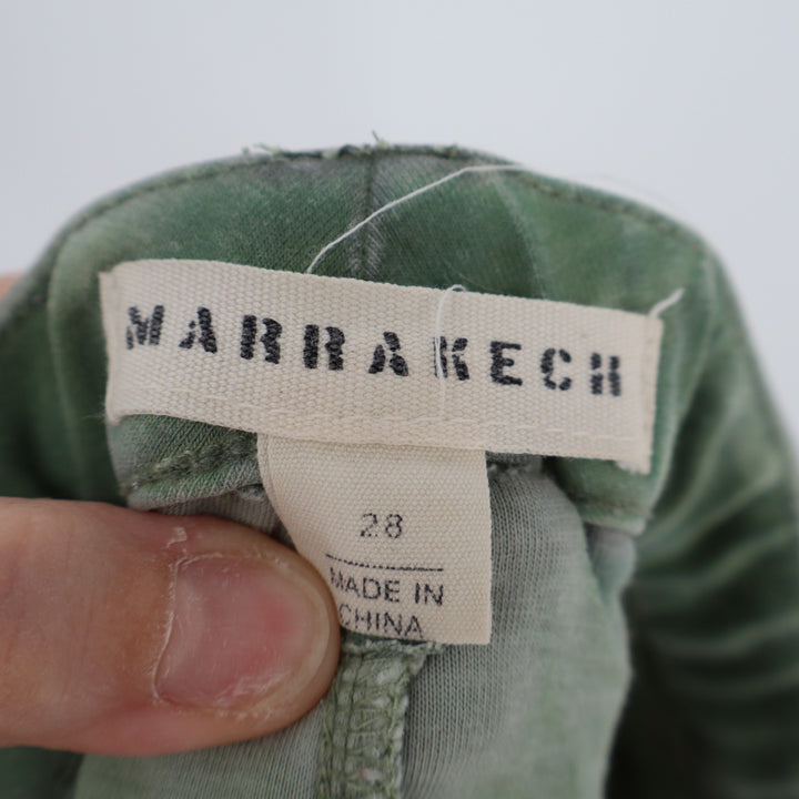 Marrakech Capri Pants Womens 28 Olive Green Cotton Ankle Zip Pockets Stretch