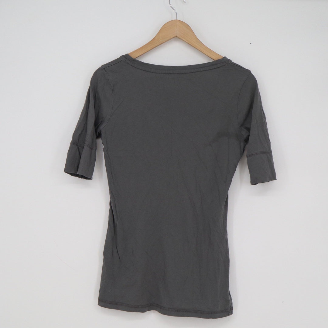 Mossimo Supply Co Womens Medium Gray V-Neck Elbow Sleeve Cotton Casual Tee Shirt