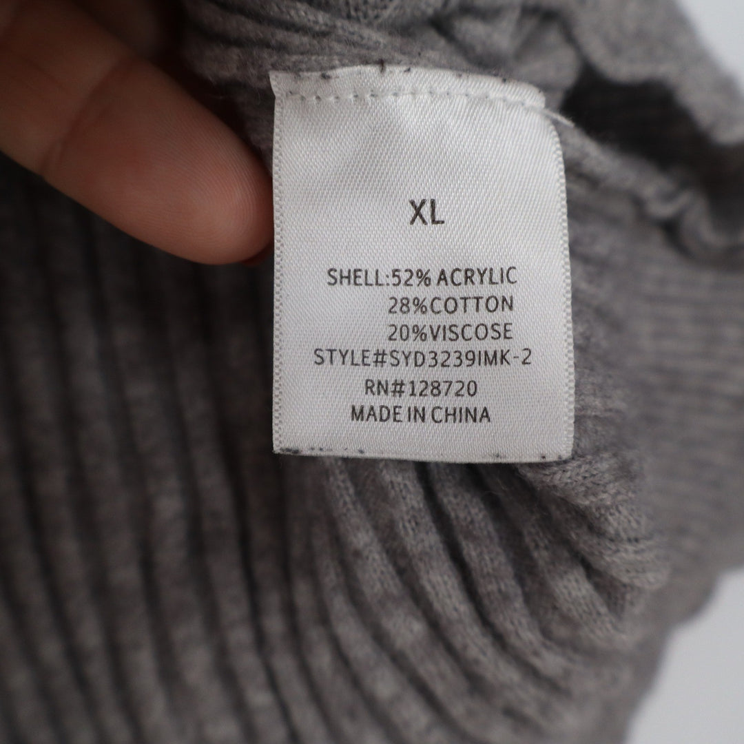 June & Ivy Gray Ribbed Scalloped Empire Waist Sweater Top XL