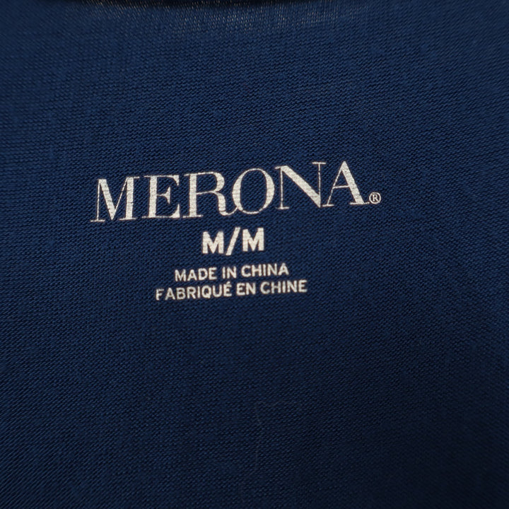 Merona Fit & Flare Dress Womens Medium Royal Blue Rayon Stretch Pleated V Neck
