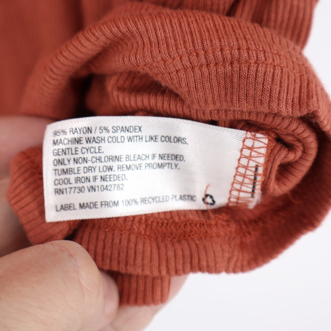 Prologue Womens Ribbed Knit High Neck Tank Top Terracotta Orange Medium