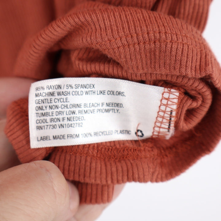 Prologue Womens Ribbed Knit High Neck Tank Top Terracotta Orange Medium