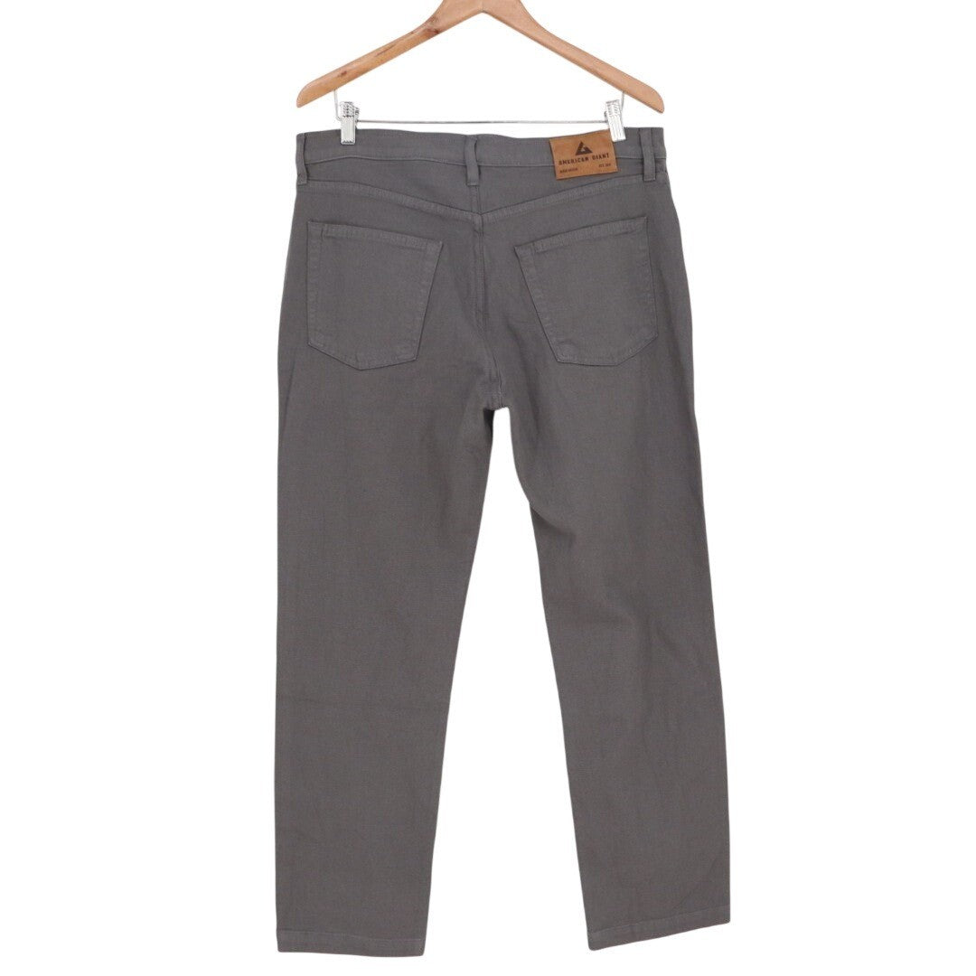 American Giant Roughneck Jeans Mens 34X30 Gray Canvas Cotton Stretch Straight