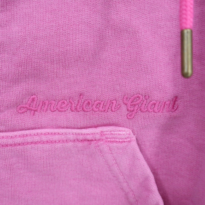 American Giant Hoodie Womens Small Pink Logo Fleece Lined Soft Cotton Full Zip