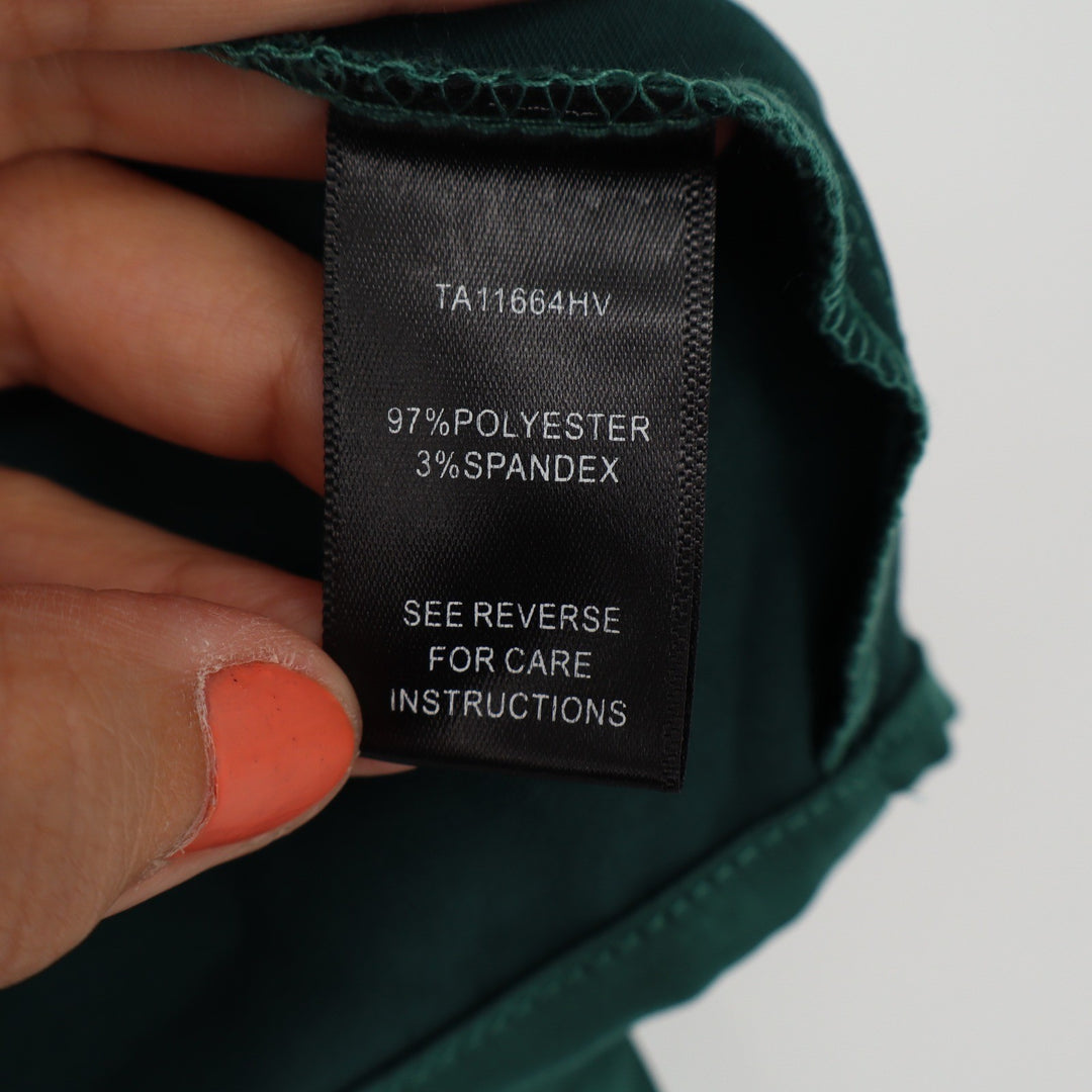Aakaa Womens Emerald Green Satin Tie Front Cropped Blouse Top Large