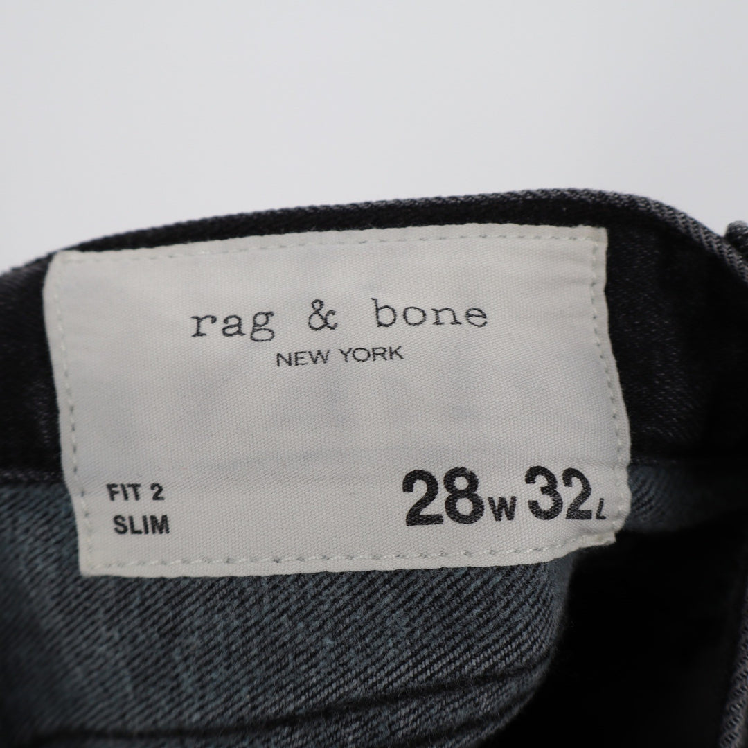 Rag & Bone Fit 2 Slim Jeans Dustin Black Cotton Cashmere MED21H1223KUDU 28x32