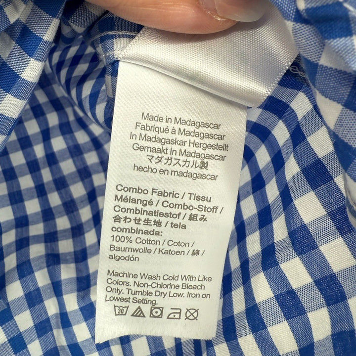 J.Crew Crewcuts Boy's Long-Sleeve Gingham Flex Cotton Poplin Shirt Size 6-7