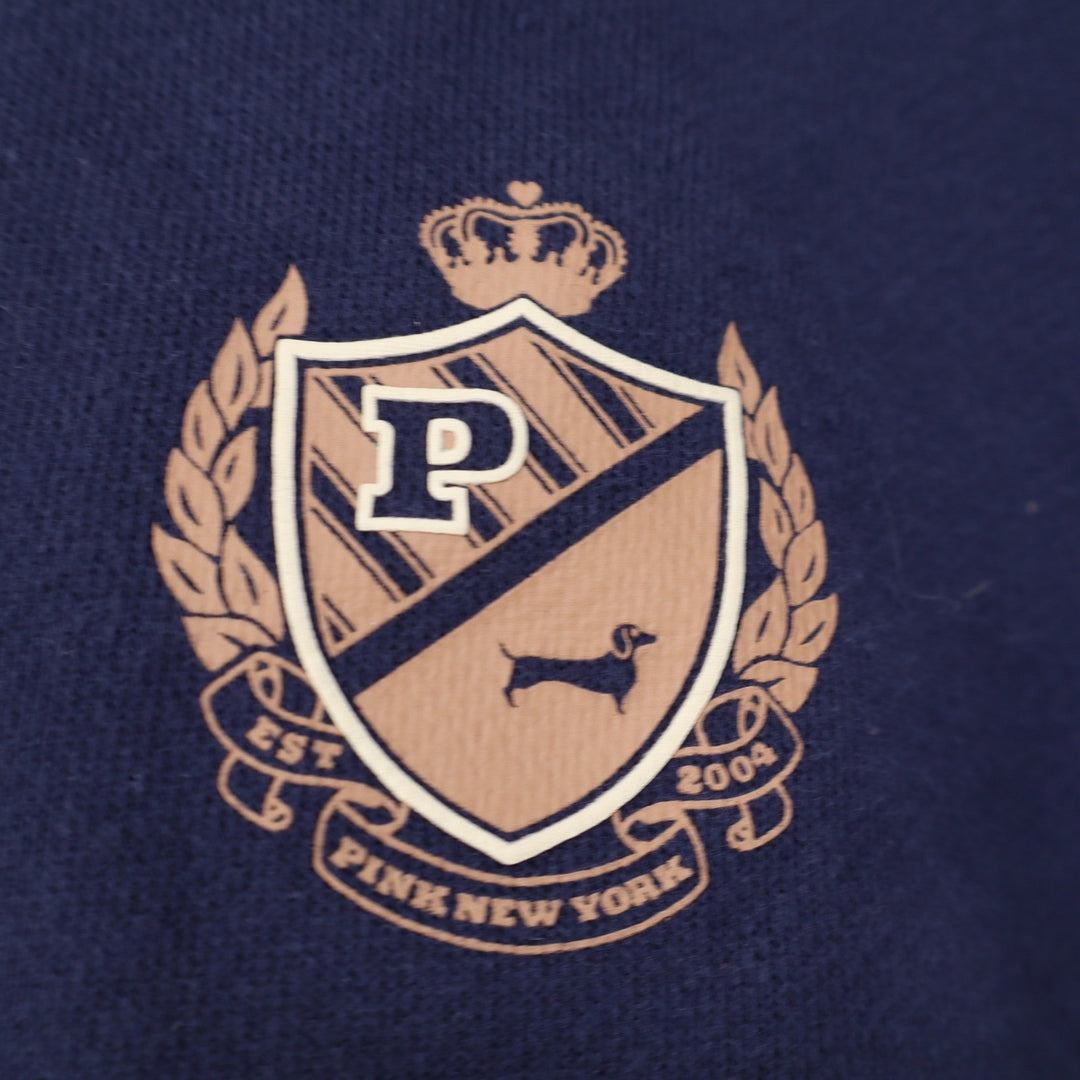 PINK Victoria's Secret Navy Blue Collegiate Crest Crewneck Sweatshirt XS